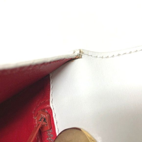 CELINE Chain Lock Leather Tote Bag Hand Bag White - Picture 12 of 12